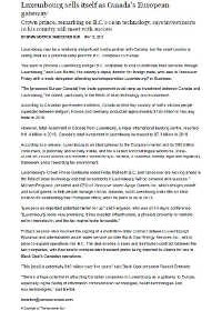 Luxembourg sells itself as Canada's European Gateway - Vancouver Sun, Samstag 12. Mai 2012